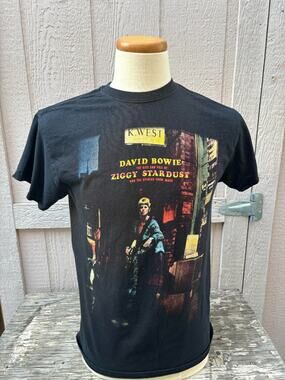 David Bowie Black T-Shirt Size Medium official shirt M Ziggy Stardust glam rock